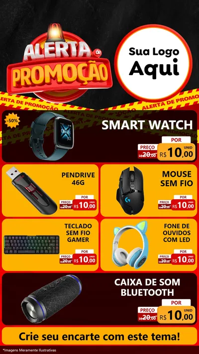 Modelo de TV para TV Vertical com o tema Alerta de Promoção para Informática