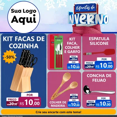 Modelo de Rede Social para Feed Facebook com o tema Ofertas de Inverno para Utilidades Domésticas