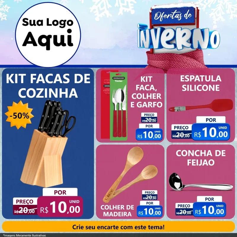 Modelo de Rede Social para Feed Facebook com o tema Ofertas de Inverno para Utilidades Domésticas