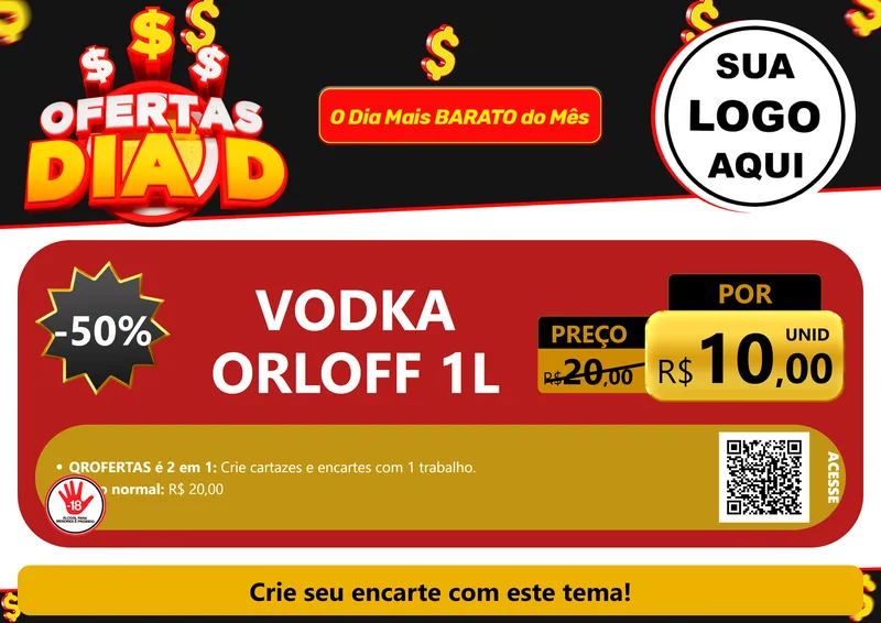 Modelo de Cartaz para Cartaz A4 Horizontal com o tema Ofertas Dia D para Distribuidora de bebidas