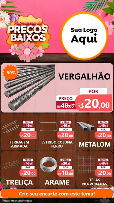 Modelo de Rede Social para Stories com o tema Primavera de Preços Baixos para Ferragens