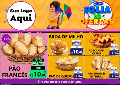 Modelo de Encarte para Encarte A4 Horizontal com o tema Folia de Ofertas para Padaria