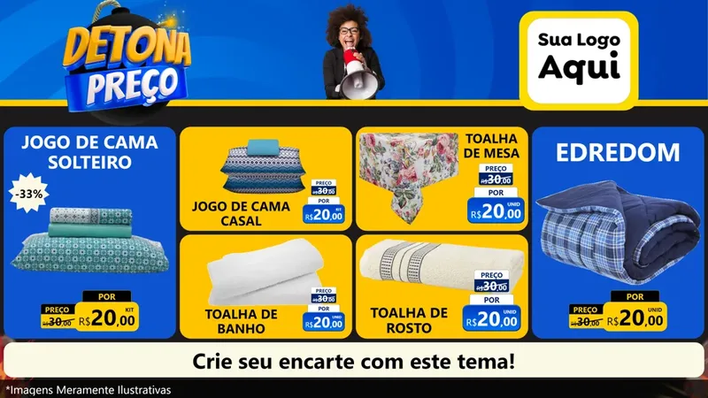 Modelo de TV para TV Horizontal com o tema Detona Preços para Cama, Mesa e Banho