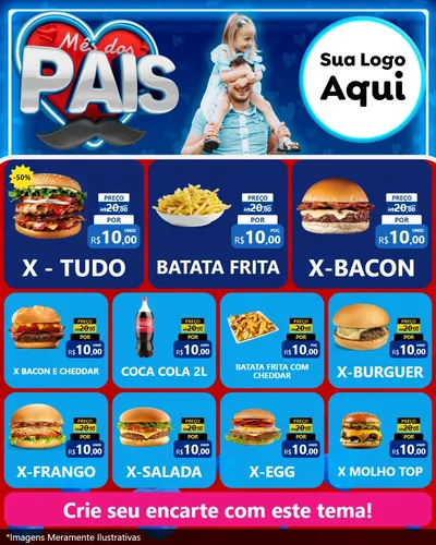 Modelo de Rede Social para Feed Instagram com o tema Mês Dos Pais para Hamburgueria