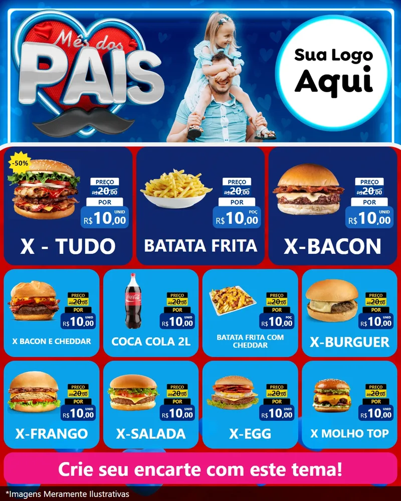 Modelo de Rede Social para Feed Instagram com o tema Mês Dos Pais para Hamburgueria