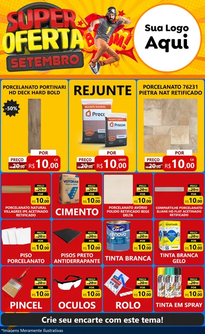 Modelo de Encarte para Encarte Grande com o tema Super Oferta Setembro para Pisos e revestimentos