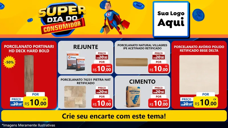 Modelo de TV para TV Horizontal com o tema Super Dia do Consumidor para Pisos e revestimentos