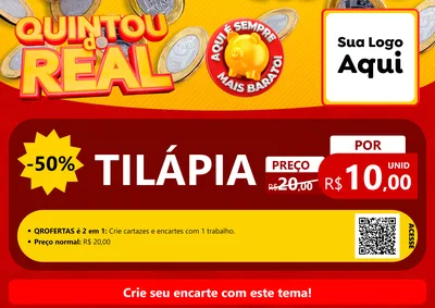 Modelo de Cartaz para Cartaz A4 Horizontal com o tema Quintou do Real para Peixaria