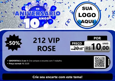 Modelo de Cartaz para Cartaz A4 Horizontal com o tema Promoção de Aniversário - 10 Anos para Perfumes