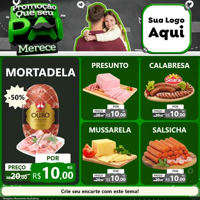 Modelo de Rede Social para Feed Facebook com o tema Promoção Que seu Pai Merece para Frios e Laticínios