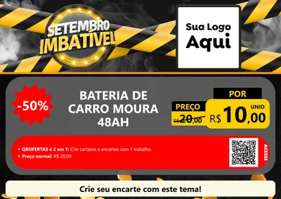Modelo de Cartaz para Cartaz A4 Horizontal com o tema Setembro Imbatível para Baterias Elétricas