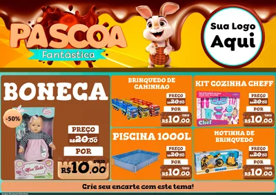 Modelo de Encarte para Encarte A4 Horizontal com o tema Páscoa Fantástica para Brinquedos