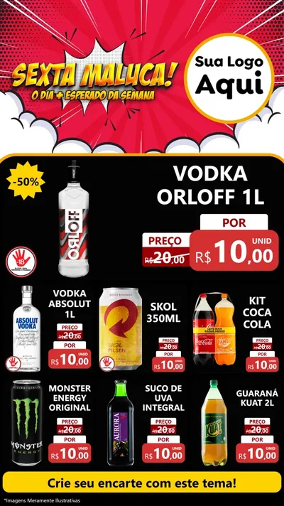 Modelo de Rede Social para Stories com o tema Sexta Maluca! para Distribuidora de bebidas