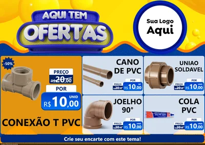 Modelo de Encarte para Encarte A4 Horizontal com o tema Aqui Tem Ofertas para Tubos e conexões