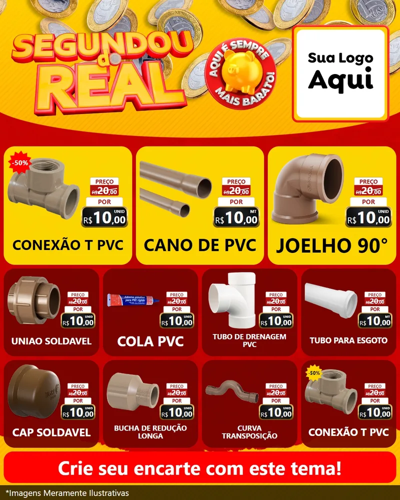 Modelo de Rede Social para Feed Instagram com o tema Segundou do Real para Tubos e conexões