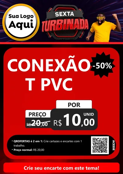Modelo de Cartaz para Cartaz A4 Vertical com o tema Sexta Turbinada para Tubos e conexões