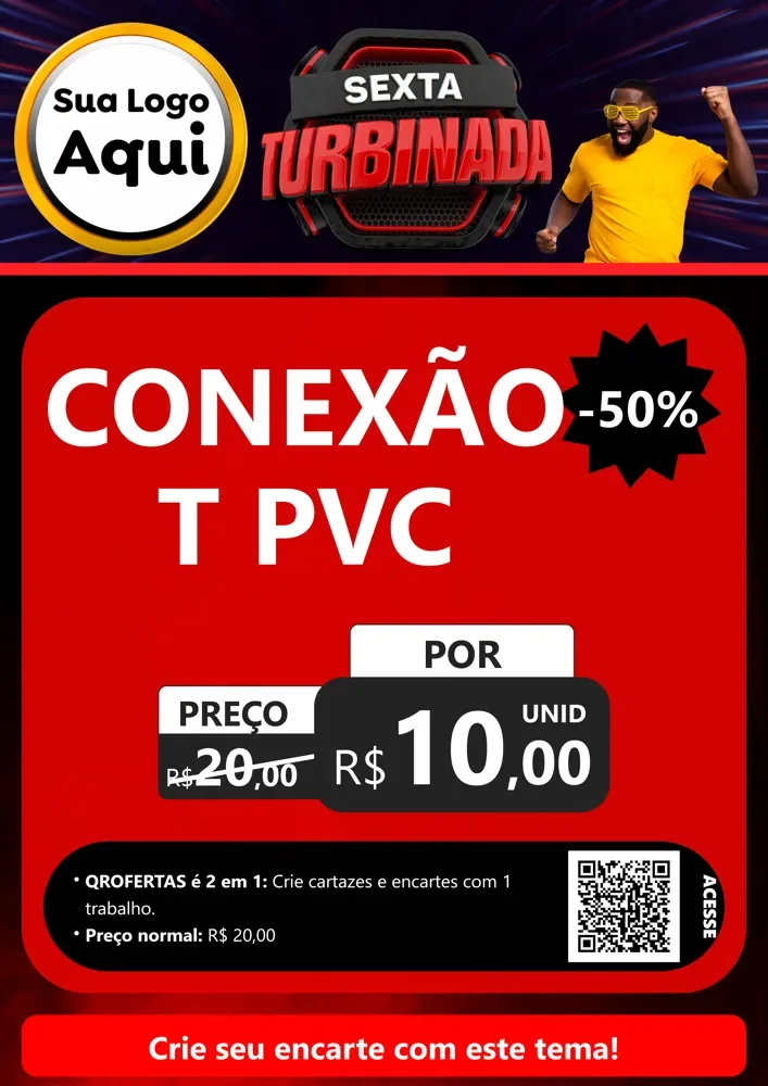 Modelo de Cartaz para Cartaz A4 Vertical com o tema Sexta Turbinada para Tubos e conexões