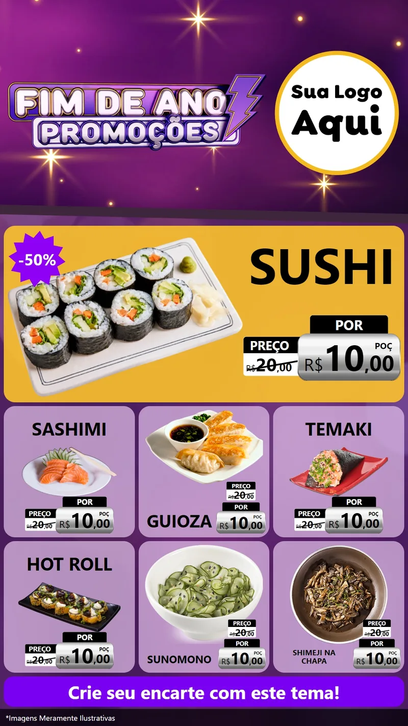 Modelo de Rede Social para Stories com o tema Fim de Ano Promoções para Comida japonesa