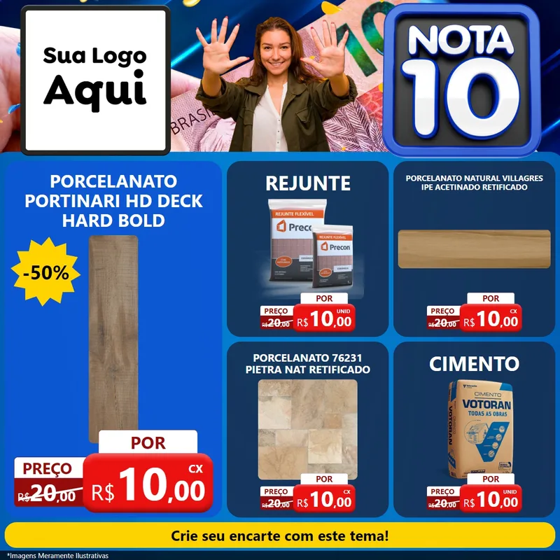 Modelo de Rede Social para Feed Facebook com o tema Nota 10 para Pisos e revestimentos