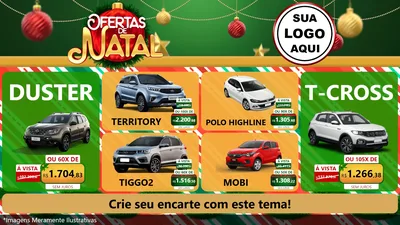 Modelo de TV para TV Horizontal com o tema Ofertas de Natal para Concessionaria de Carros