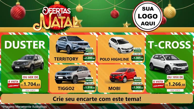 Modelo de TV para TV Horizontal com o tema Ofertas de Natal para Concessionaria de Carros