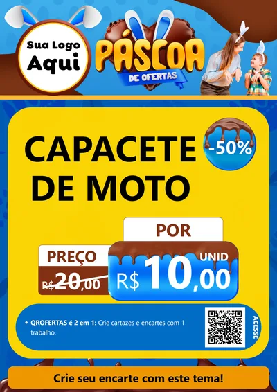 Modelo de Cartaz para Cartaz A4 Vertical com o tema Páscoa de Ofertas para Moto peças