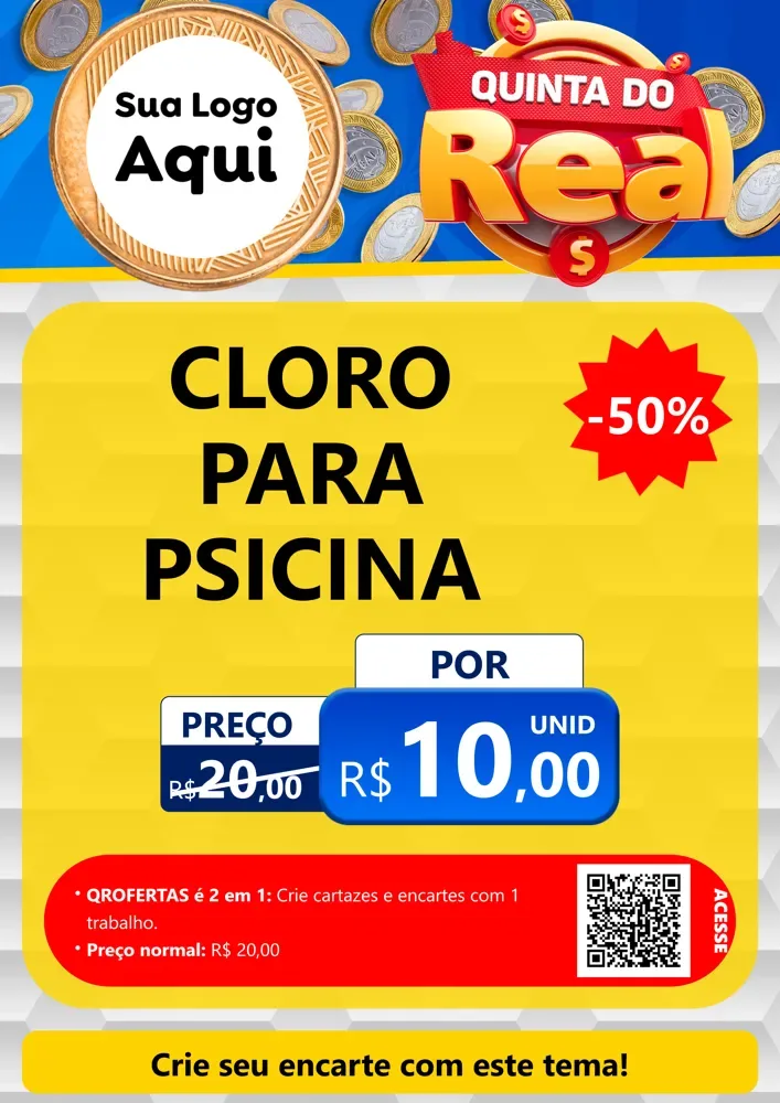 Modelo de Cartaz para Cartaz A4 Vertical com o tema Quinta do Real para Produtos para Piscina