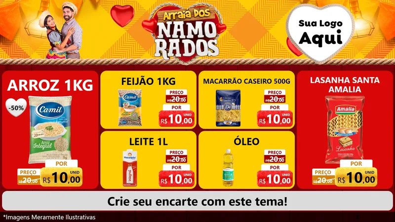 Modelo de TV para TV Horizontal com o tema Arraiá dos Namorados para Supermercado