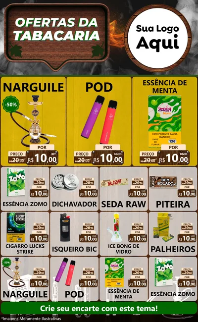 Modelo de Encarte para Encarte Grande com o tema Ofertas da Tabacaria para Tabacaria