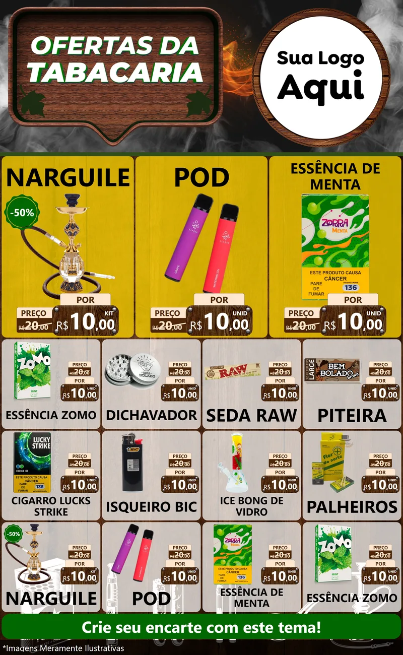 Modelo de Encarte para Encarte Grande com o tema Ofertas da Tabacaria para Tabacaria