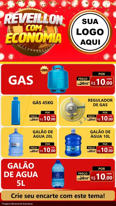Modelo de TV para TV Vertical com o tema Réveillon com Economia para Água e gás