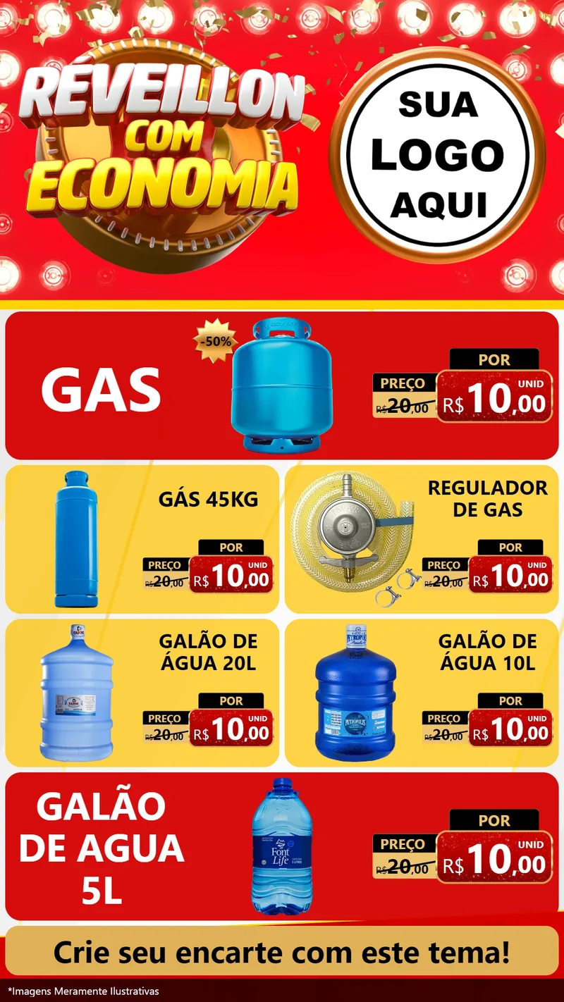 Modelo de TV para TV Vertical com o tema Réveillon com Economia para Água e gás