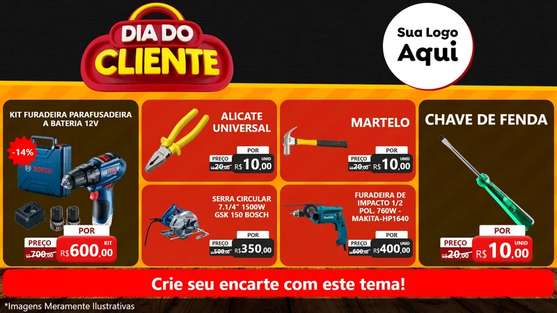 Modelo de TV para TV Horizontal com o tema Dia do Cliente para Maquinas e Ferramentas