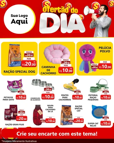 Modelo de Rede Social para Feed Instagram com o tema Ofertão do dia para Pet Shop