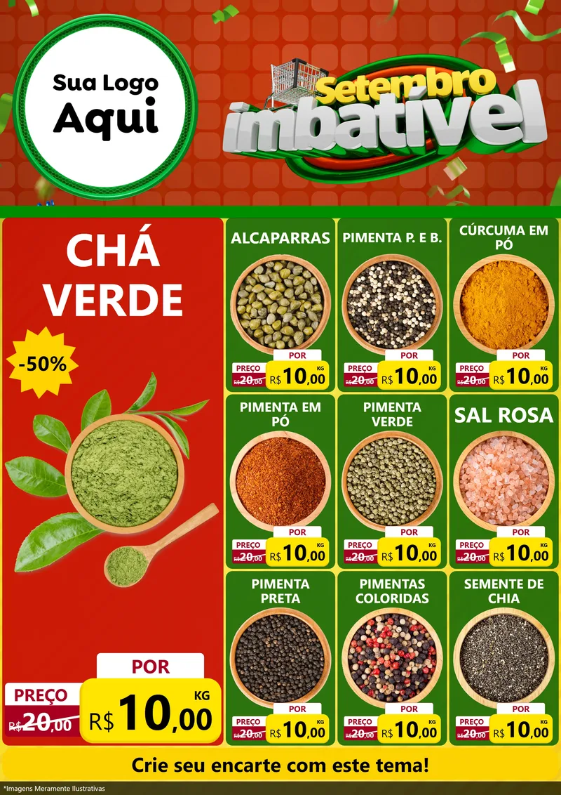 Modelo de Encarte para Encarte A4 Vertical com o tema Setembro Imbatível para Produtos Naturais