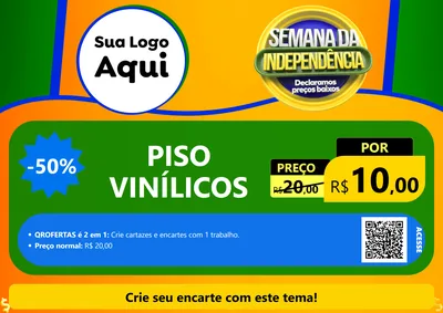 Modelo de Cartaz para Cartaz A4 Horizontal com o tema Semana da Independência Declaramos Preços Baixos para Material para Construção