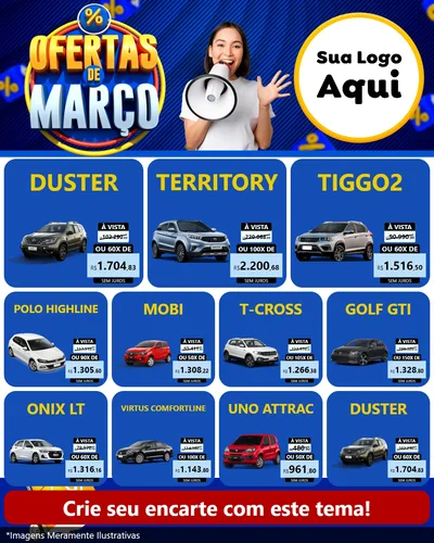 Modelo de Rede Social para Feed Instagram com o tema Ofertas de Março para Concessionaria de Carros