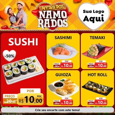 Modelo de Rede Social para Feed Facebook com o tema Arraiá dos Namorados para Comida japonesa
