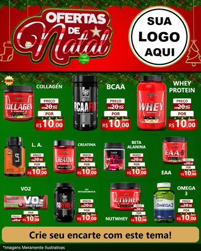 Modelo de Rede Social para Feed Instagram com o tema Ofertas de Natal para Suplementos alimentares