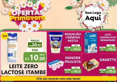 Modelo de Encarte para Encarte A4 Horizontal com o tema Ofertas de Primavera para Frios e Laticínios