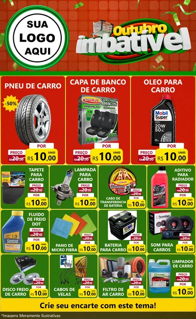 Modelo de Encarte para Encarte Grande com o tema Outubro Imbatível para Auto peças