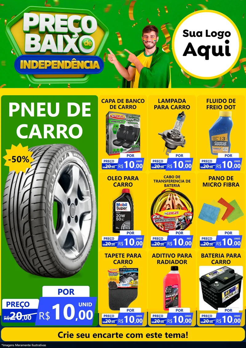 Modelo de Encarte para Encarte A4 Vertical com o tema Preço Baixo de Independência para Auto peças