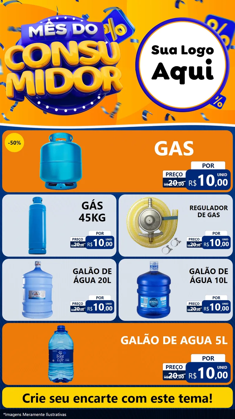 Modelo de TV para TV Vertical com o tema Mês do Consumidor para Água e gás