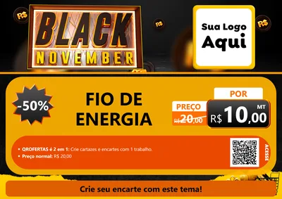 Modelo de Cartaz para Cartaz A4 Horizontal com o tema Black November para Materiais Elétricos