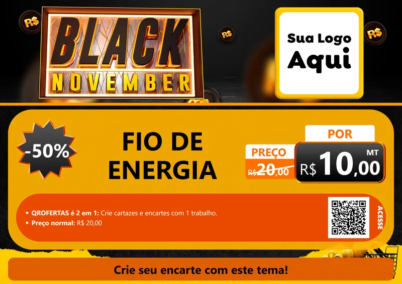 Modelo de Cartaz para Cartaz A4 Horizontal com o tema Black November para Materiais Elétricos