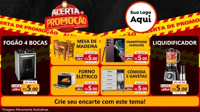 Modelo de TV para TV Horizontal com o tema Alerta de Promoção para Móveis e Eletro