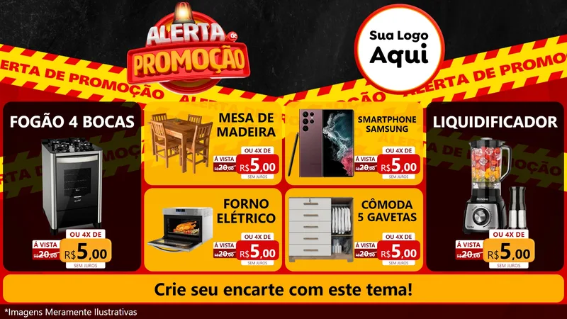 Modelo de TV para TV Horizontal com o tema Alerta de Promoção para Móveis e Eletro