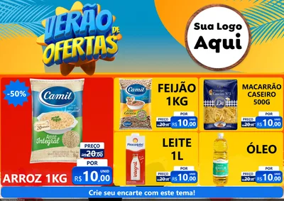 Modelo de Encarte para Encarte A4 Horizontal com o tema Verão de Ofertas para Supermercado