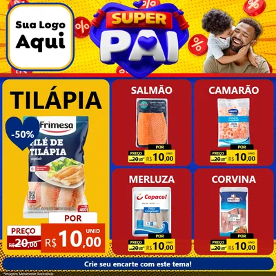 Modelo de Rede Social para Feed Facebook com o tema Super Pai para Peixaria