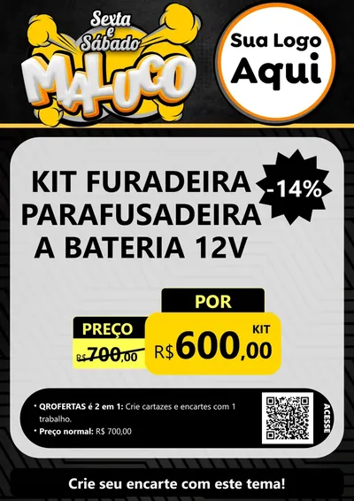 Modelo de Cartaz para Cartaz A4 Vertical com o tema Sexta e Sábado Maluco para Maquinas e Ferramentas